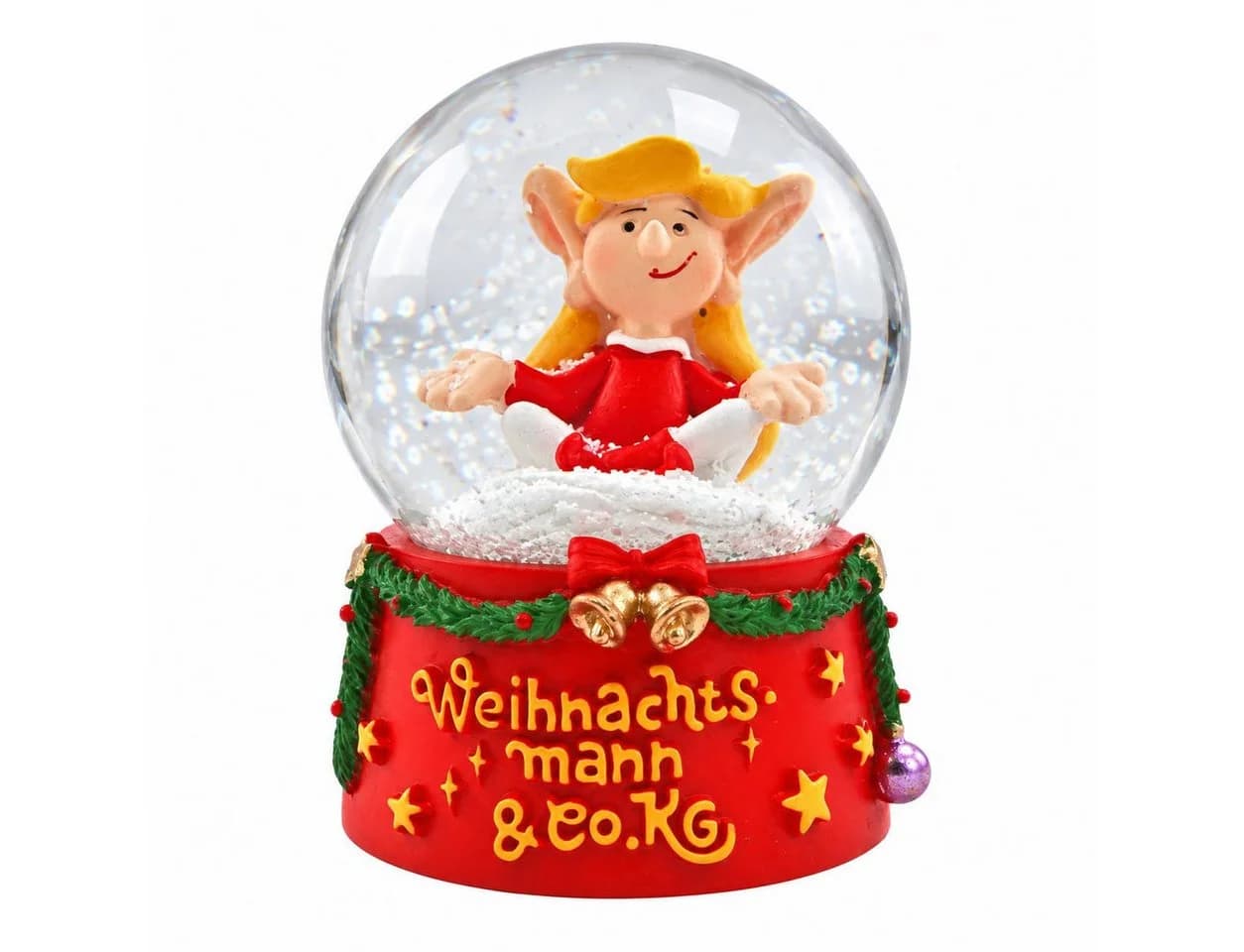 Wurm Schneekugel Trixi im Schneidersitz Glaskugel mit Schnee - Bild 2
