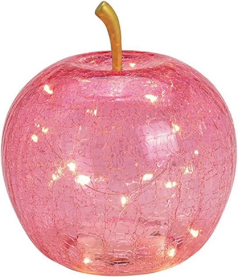 Wurm LED Dekoobjekt Apfel Glas 20er Lichterkette Timer pink