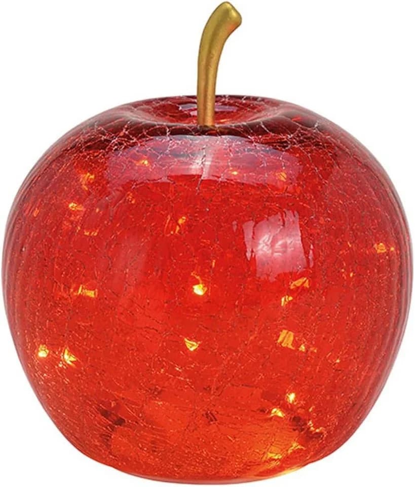 G.Wurm GmbH LED Deko Apfel Glas 20er LED Lichterkette Timer Ø16cm Rot