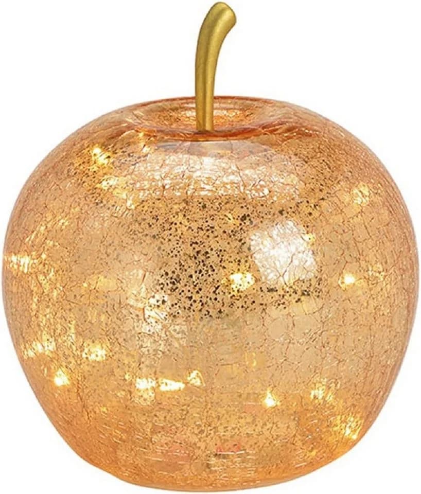 Wurm LED Dekolampe Apfel Glas 20er Lichterkette Timer Gold