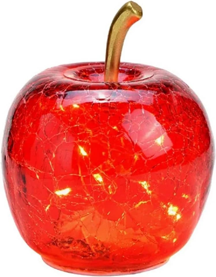 G.Wurm GmbH LED Dekoapfel Glas 10er LED Lichterkette Timer Ø11 cm Rot
