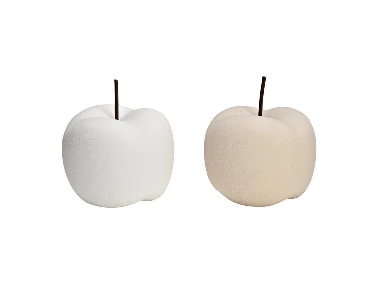 Wurm Dekoobjekt Apfel Keramik Beige/Weiß