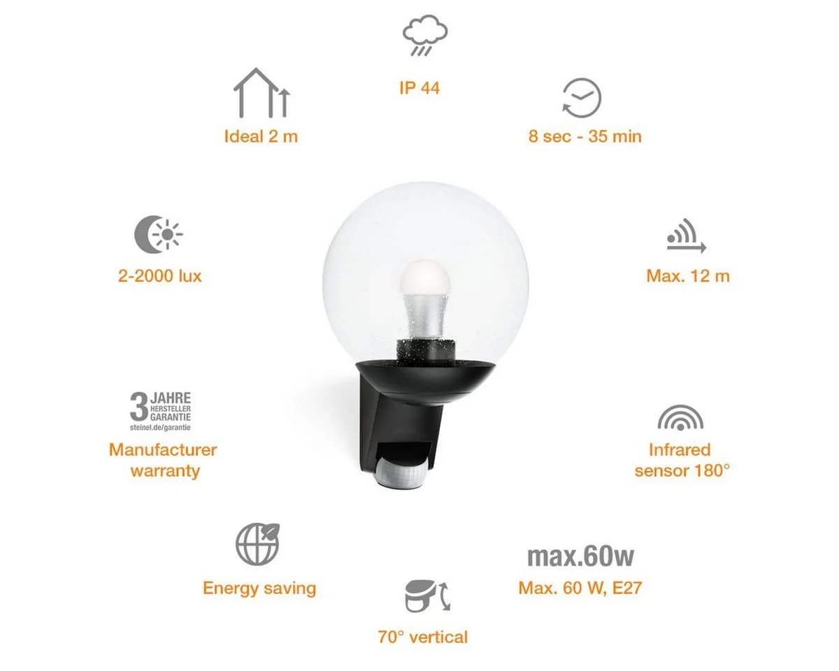 Steinel Außen-Wandleuchte L 585 Schwarz mit Bewegungsmelder und Tageslichtsensor - Bild 5