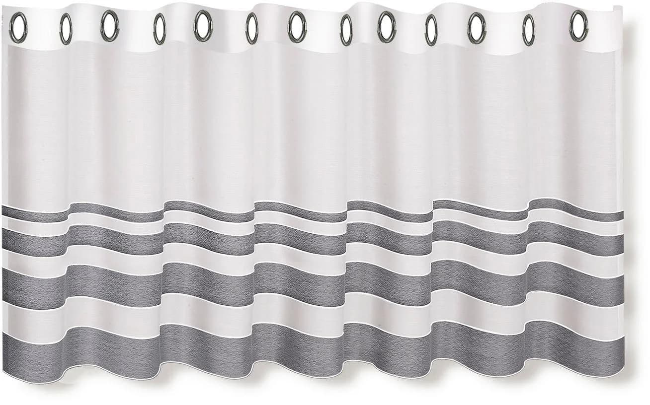 GERSTER Scheibengardine Eskil Anthrazit Streifen Polyester