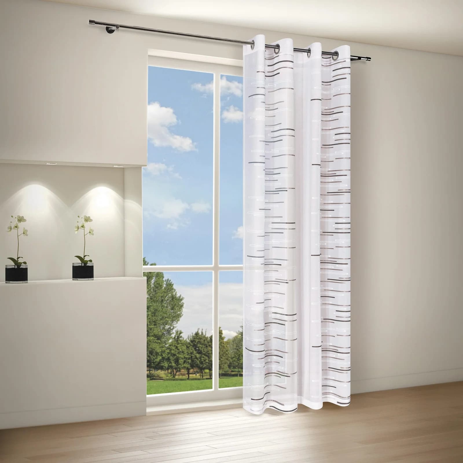 Happy Home Gardine LORNA Anthrazit Ösenschal Polyester