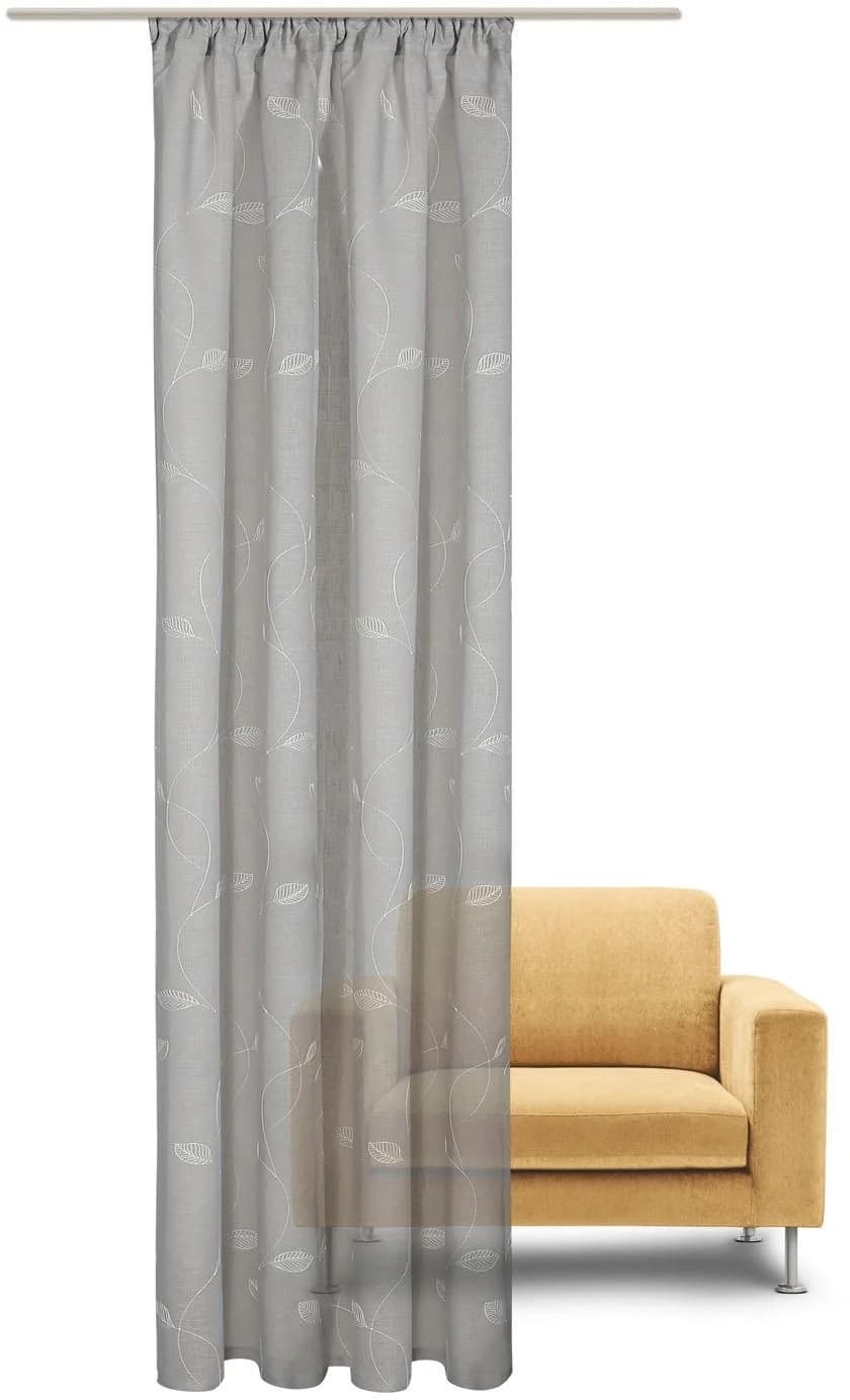 GERSTER Gardine Nelli Grau Beige Bestickt Polyester