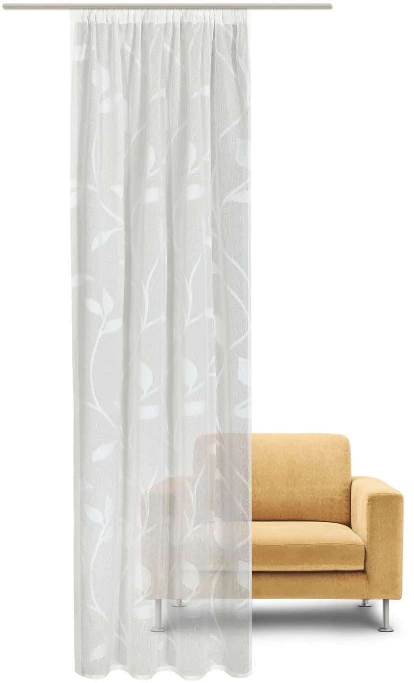 Gardine GERSTER Orsina Weiß Transparent Blattranken