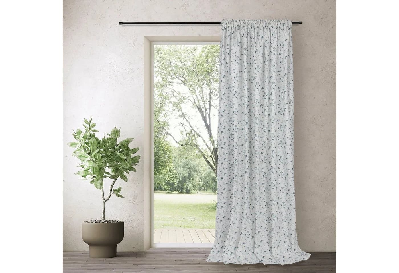 Gardine GERSTER Madina Blau Baumwolle