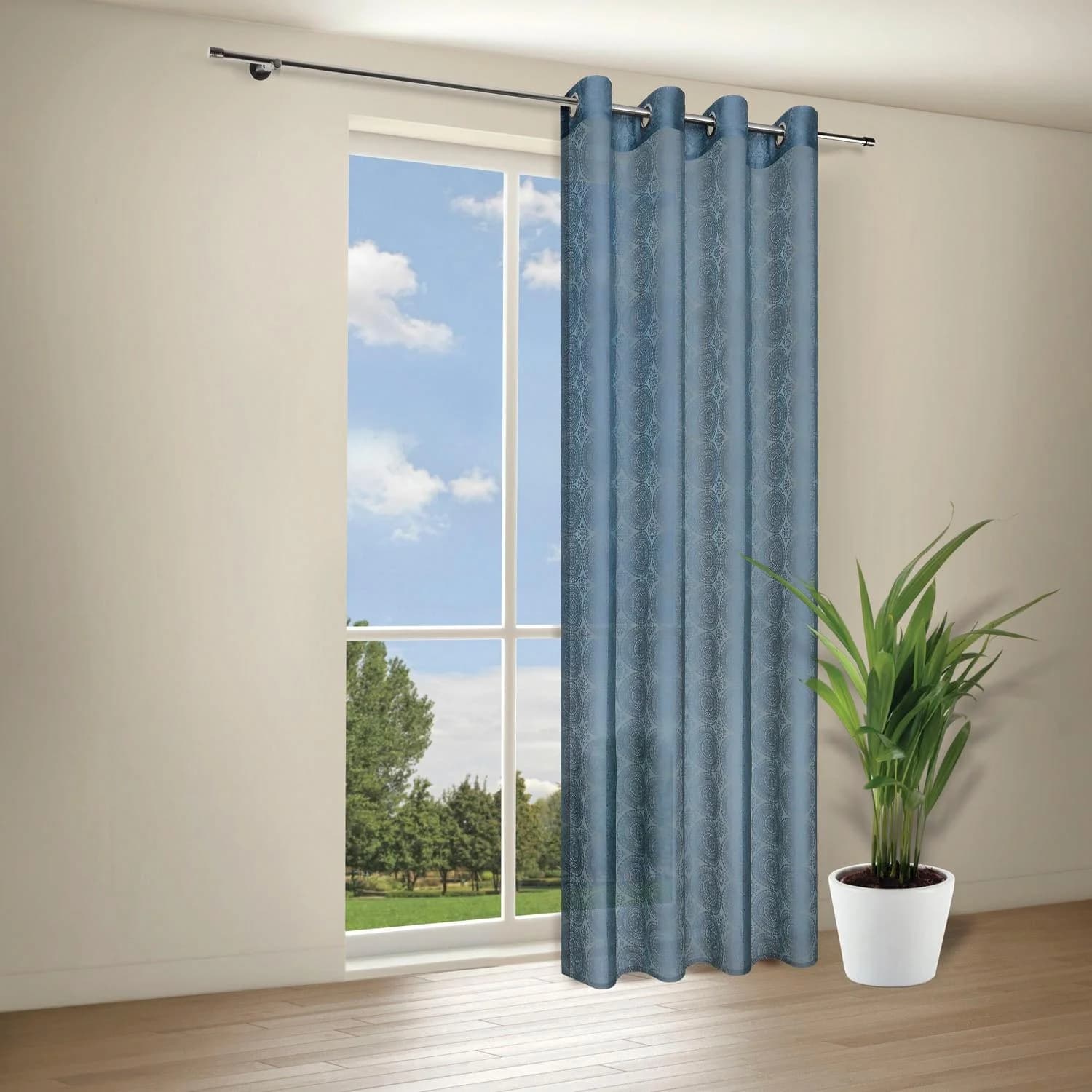 GERSTER Gardine Debby Blau 140x245 cm Ösenschal Polyester