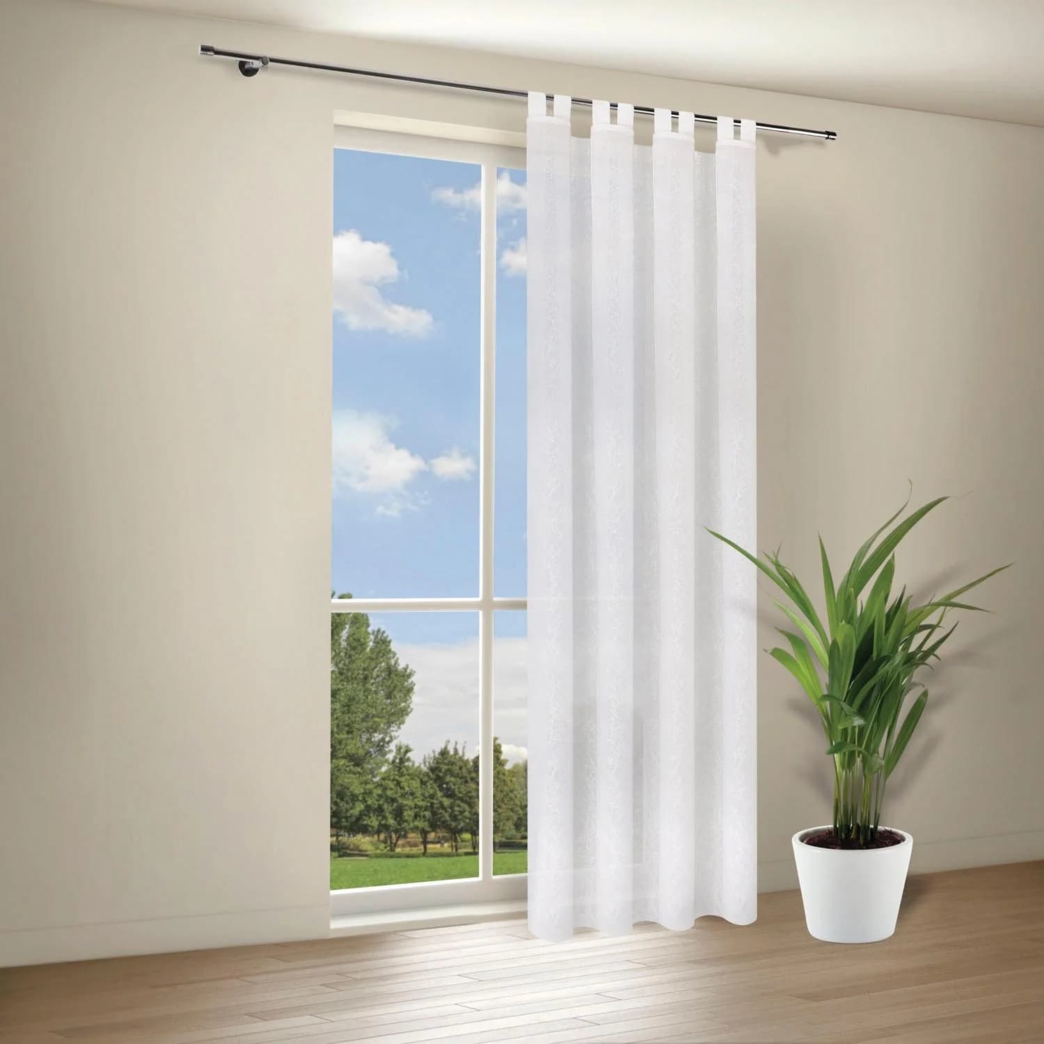 GERSTER Gardine Jana Uni Weiß 140x245 cm Schlaufen