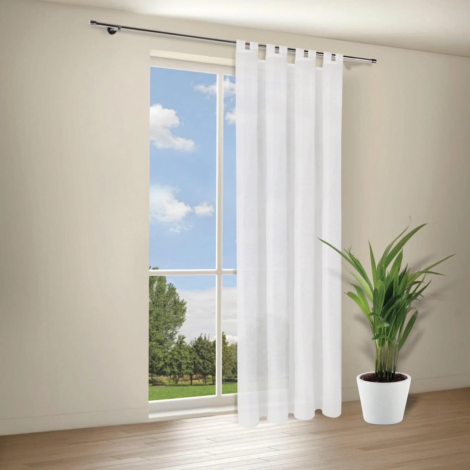 Gardine GERSTER Maia Schlaufengardine Weiß 140x245cm Polyester