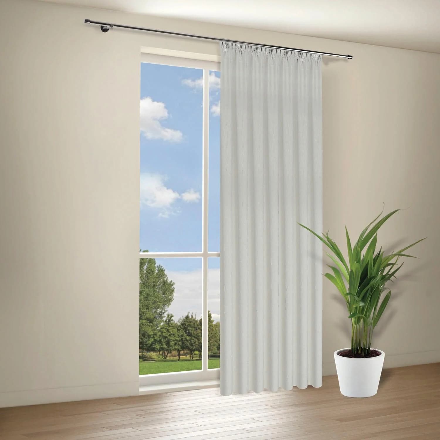 GERSTER Fertiggardine Kari Grau Hellgrau Blickdicht Polyester