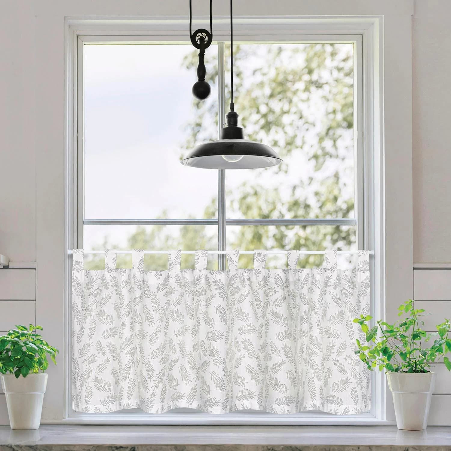 GERSTER Scheibengardine Bonita Grau/Offwhite 100% Baumwolle