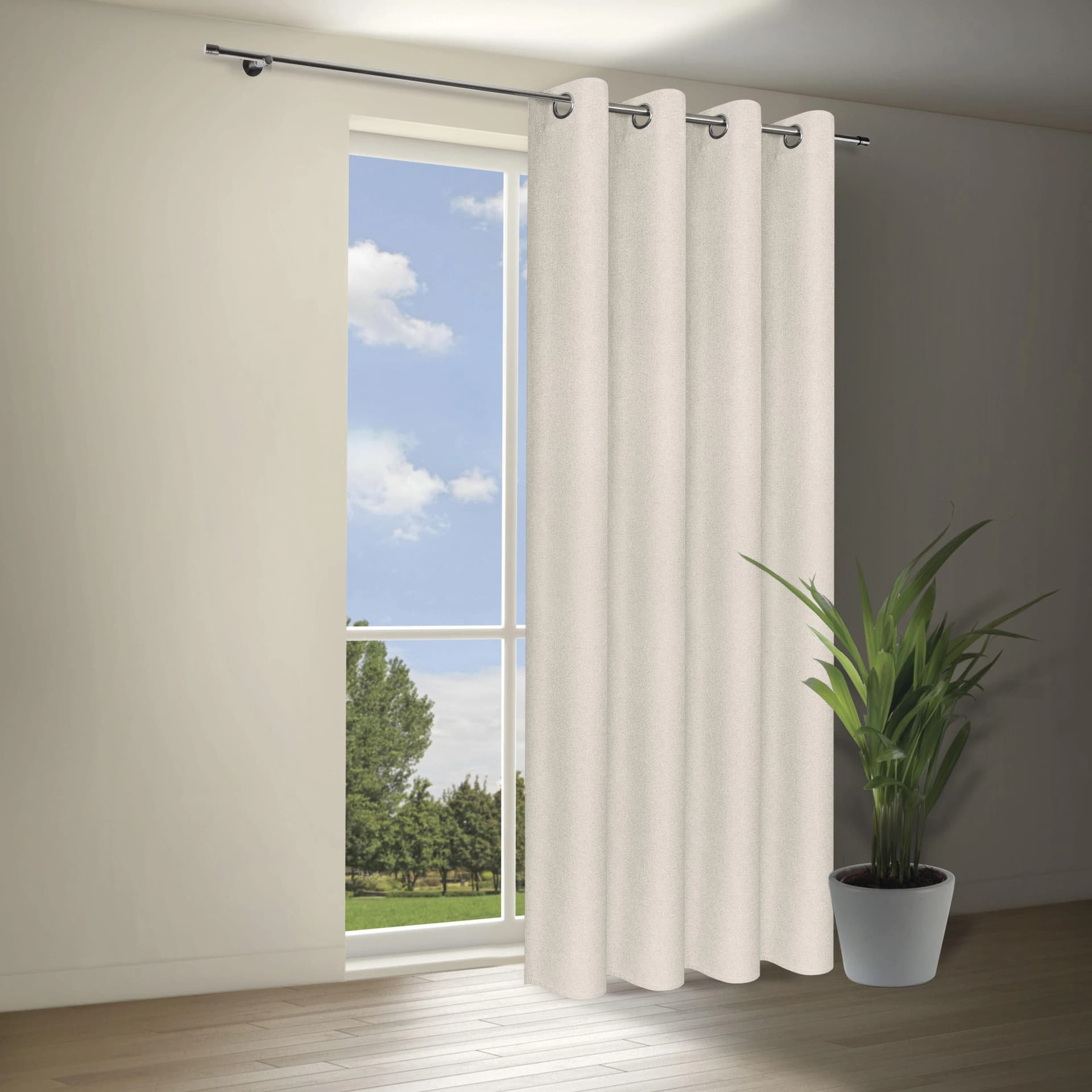 GERSTER Vorhang Gesina Blickdicht Beige Ösenschal 140x245 cm
