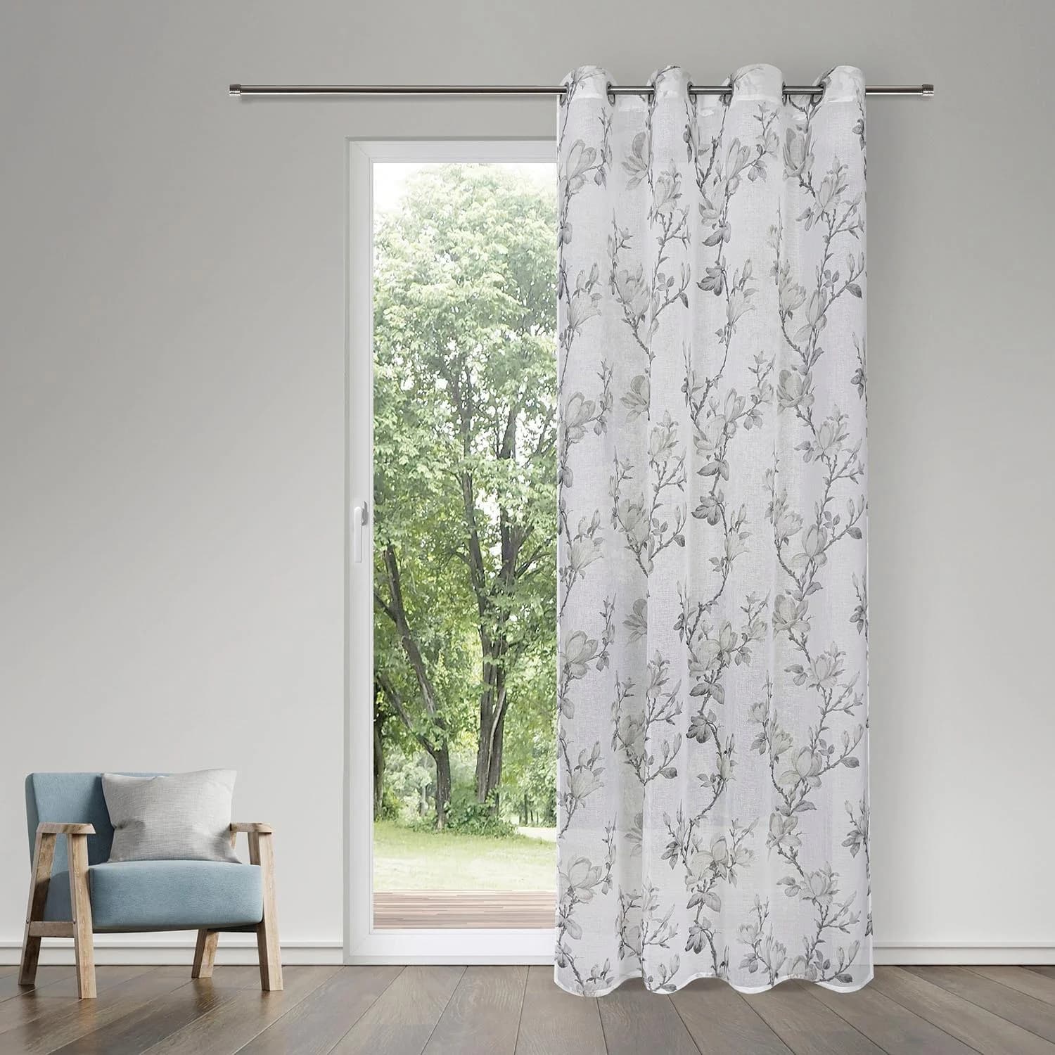 Gardine GERSTER Finia Grau Weiß Polyester 140x245cm Ösen