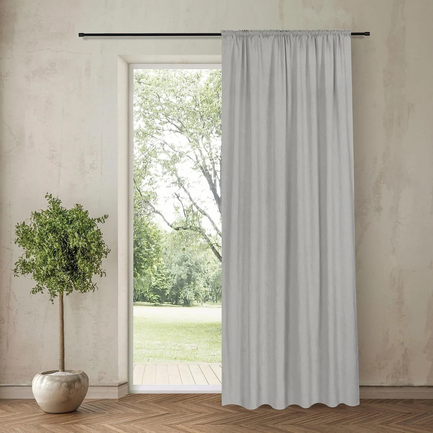 GERSTER Fertiggardine Abra Grau Leinenoptik Blickdicht