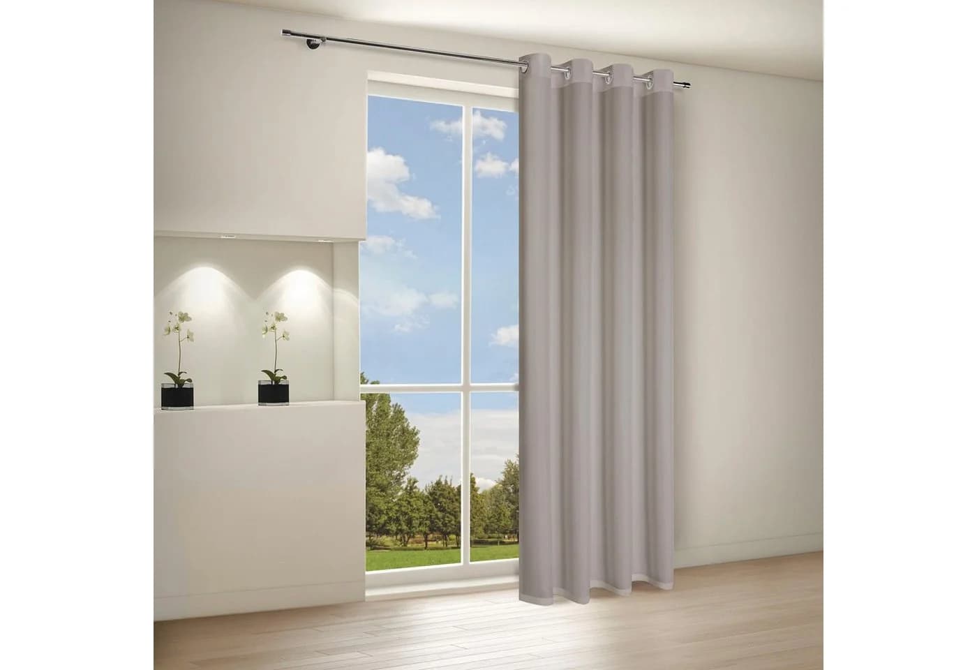 GERSTER Vorhang Ilia Taupe 140x235cm Ösenschal Polyester