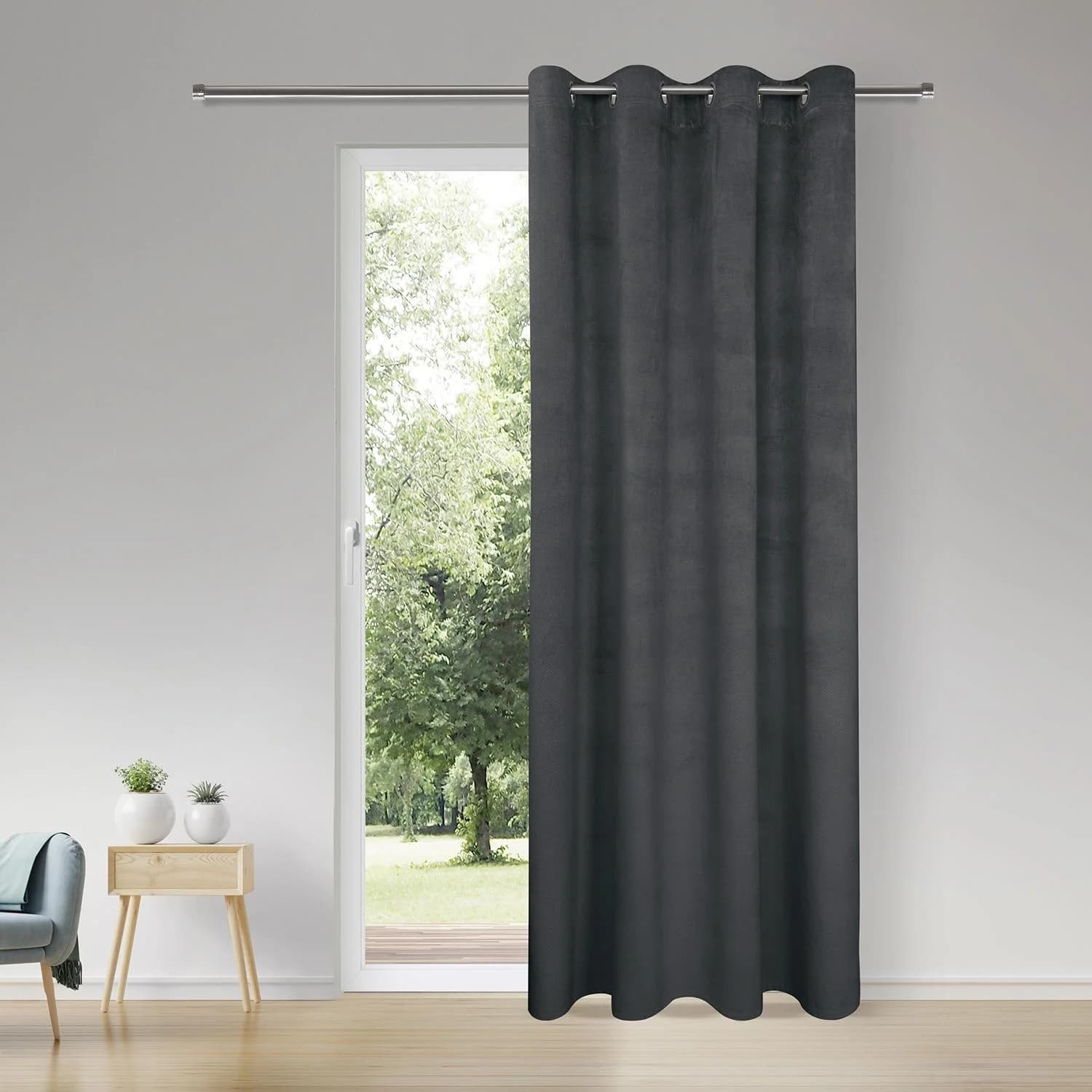 GERSTER Indra Vorhang Grau Anthrazit Ösenschal Blickdicht Polyester
