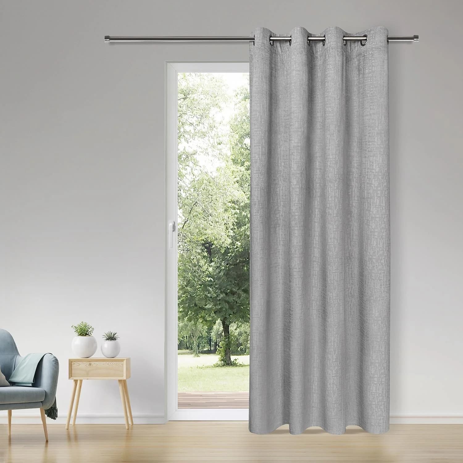GERSTER Vorhang Caleb Grau 140x245 cm Ösenschal Polyester