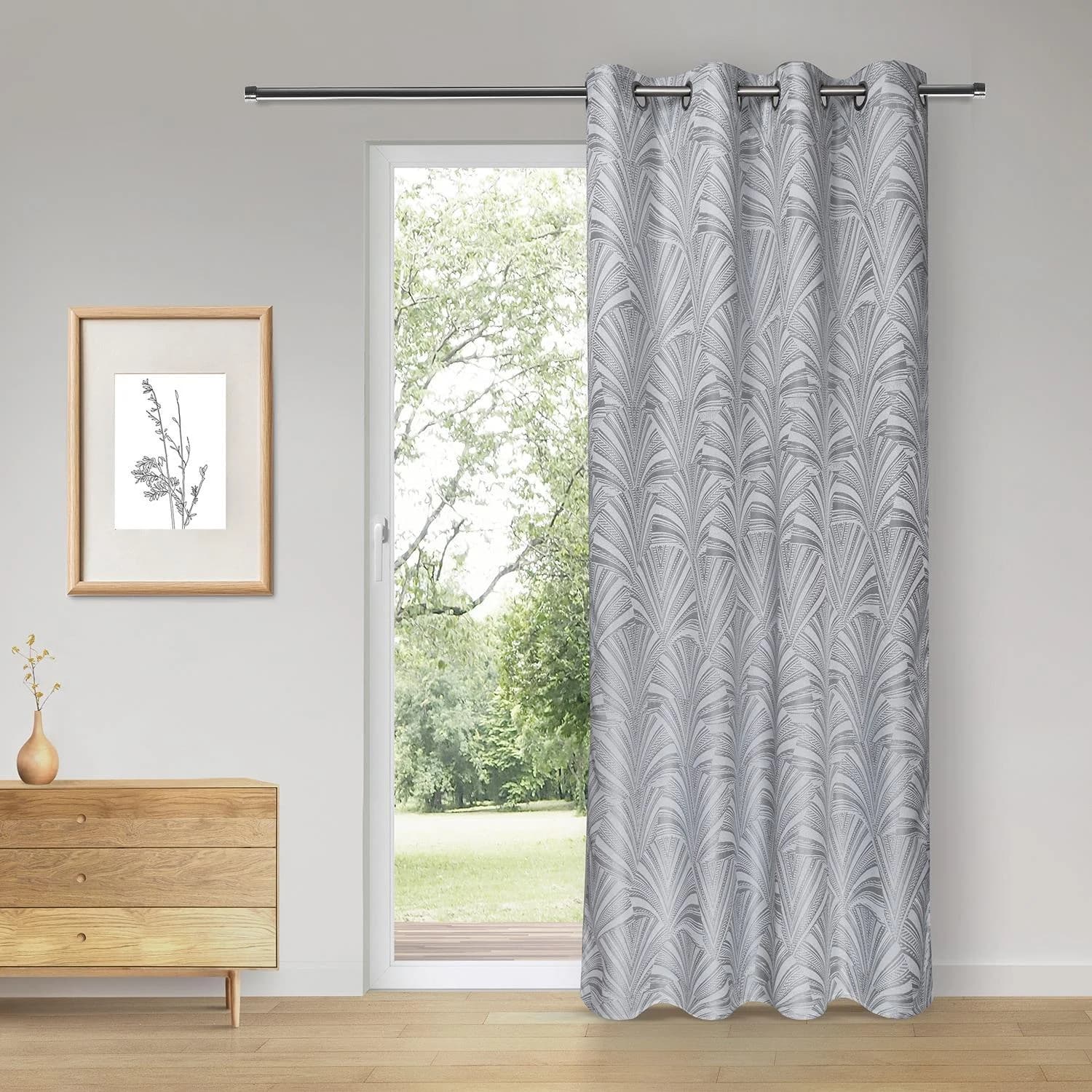 Gerster Vorhang Eddie Grau 140x245 cm Ösenschal Polyester