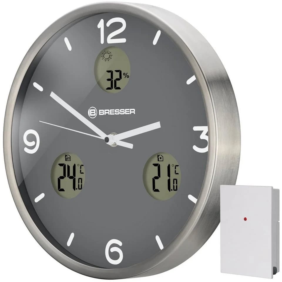 BRESSER MyTime io NX Wanduhr 30cm Silber Funkuhr - Bild 2