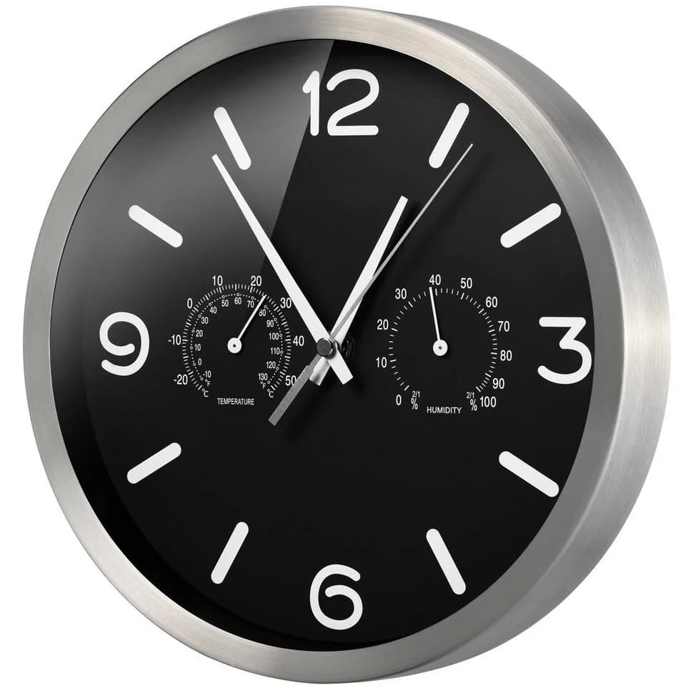 OPTUS Wanduhr MyTime DCF Thermo-/Hygro 25 cm Schwarz - Bild 4