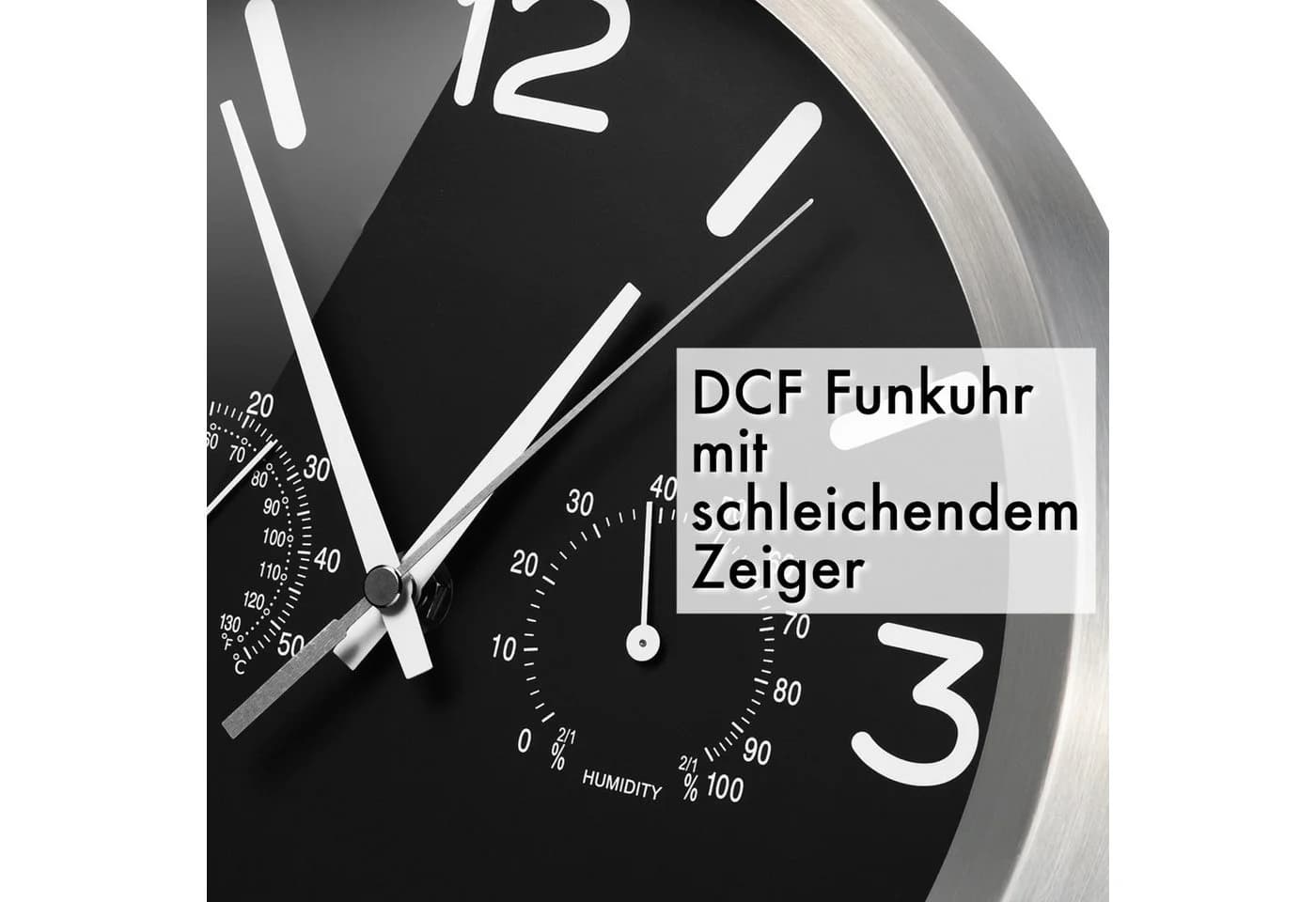 OPTUS Wanduhr MyTime DCF Thermo-/Hygro 25 cm Schwarz - Bild 5