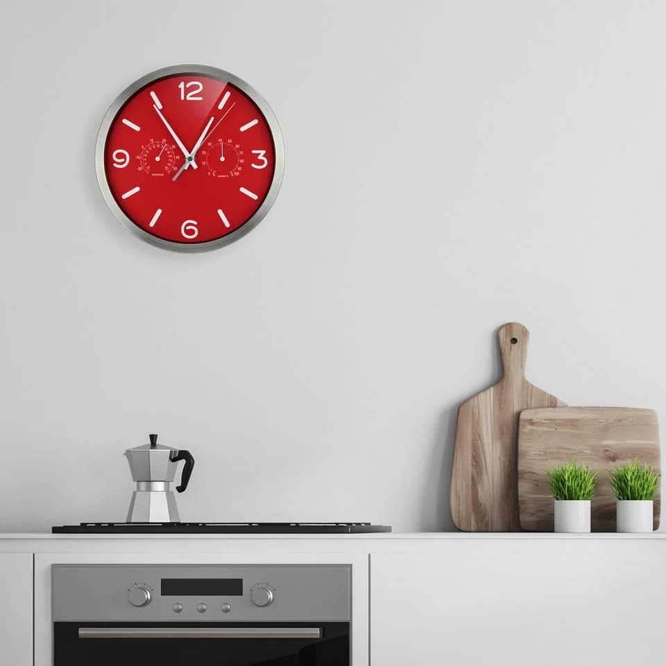 OPTUS MyTime ND DCF Thermo-/Hygro-Wanduhr 25cm Rot - Bild 3