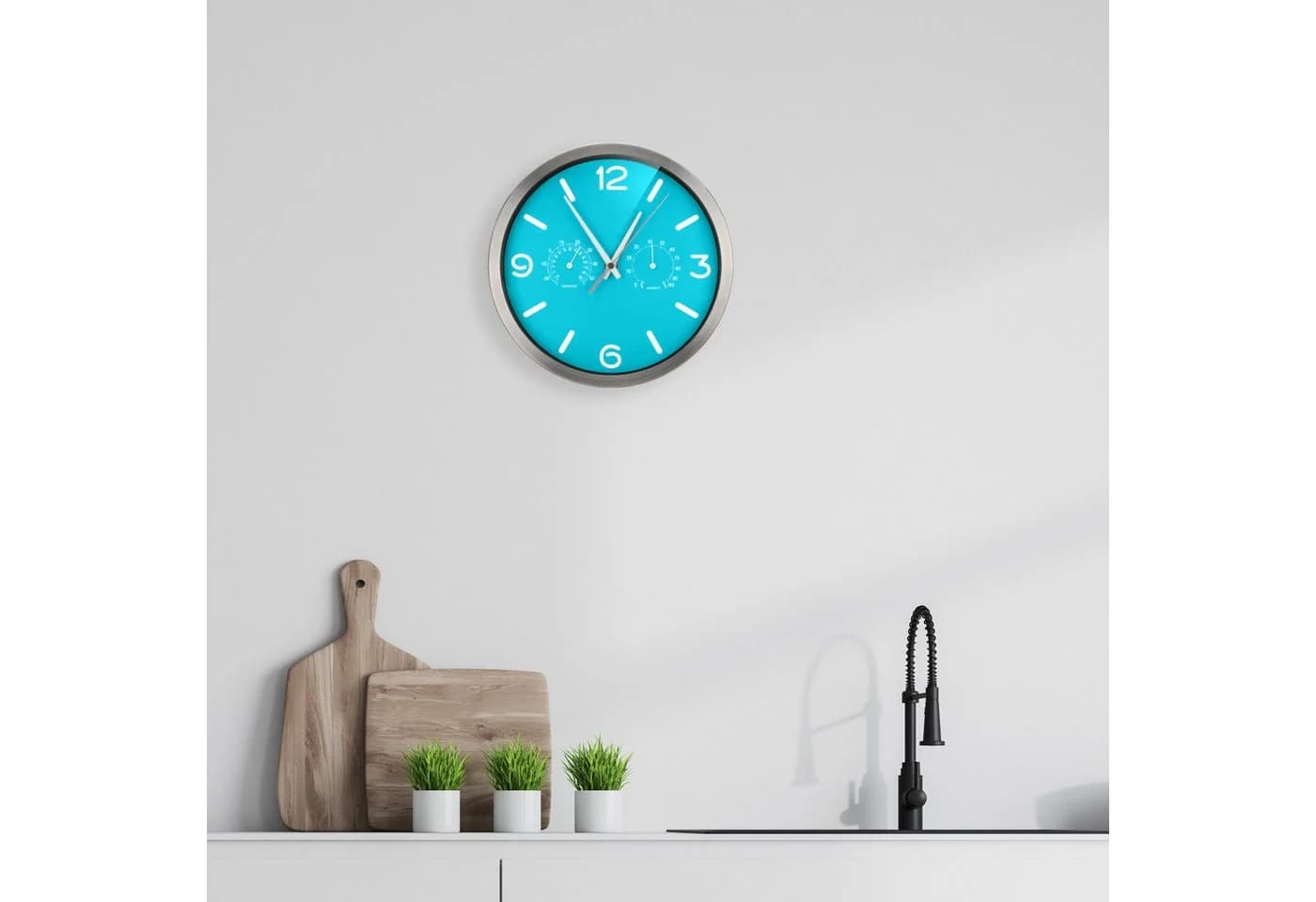 OPTUS Wanduhr MyTime ND DCF Thermo-/Hygro 25cm Skyblue - Bild 3