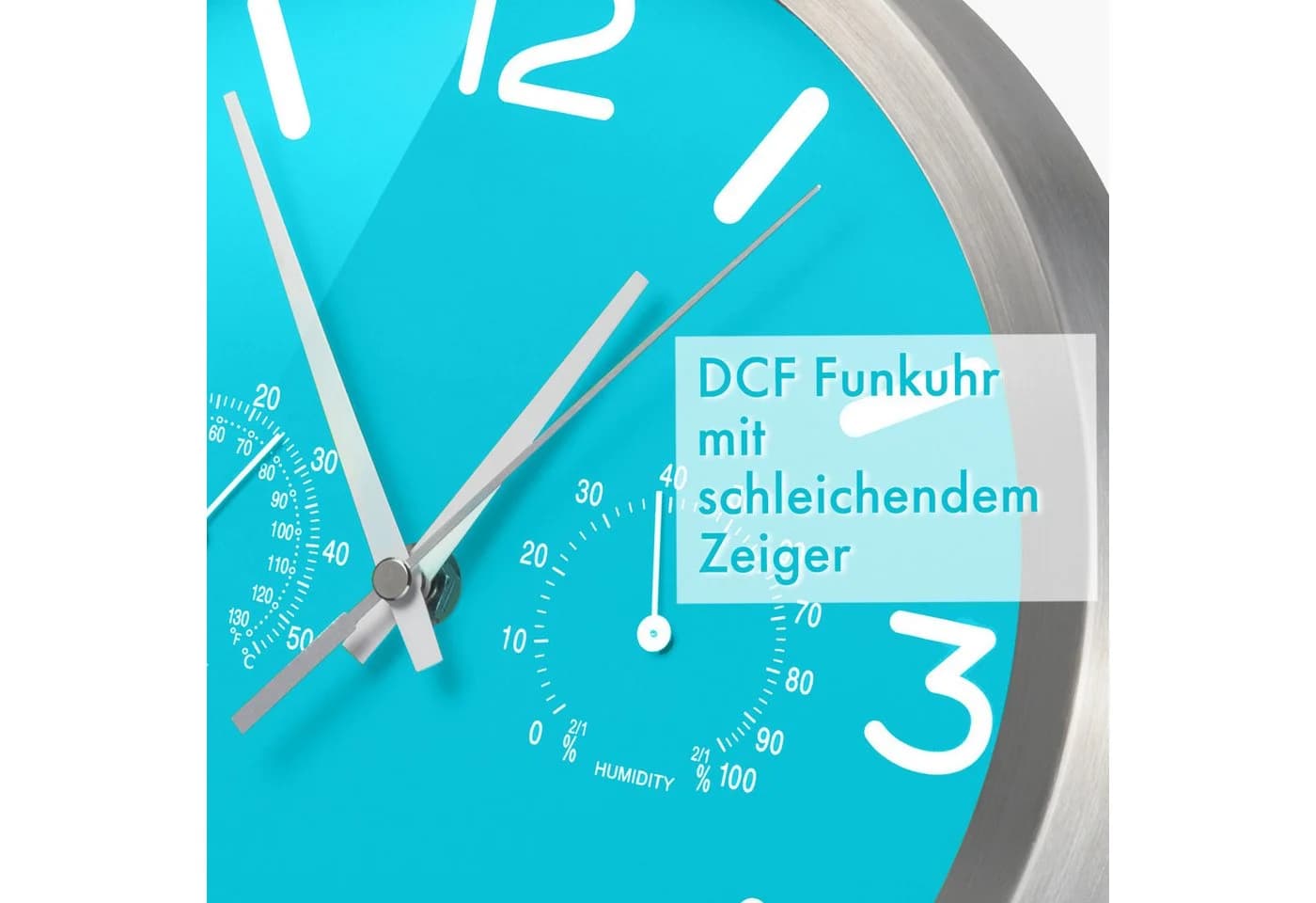 OPTUS Wanduhr MyTime ND DCF Thermo-/Hygro 25cm Skyblue - Bild 5
