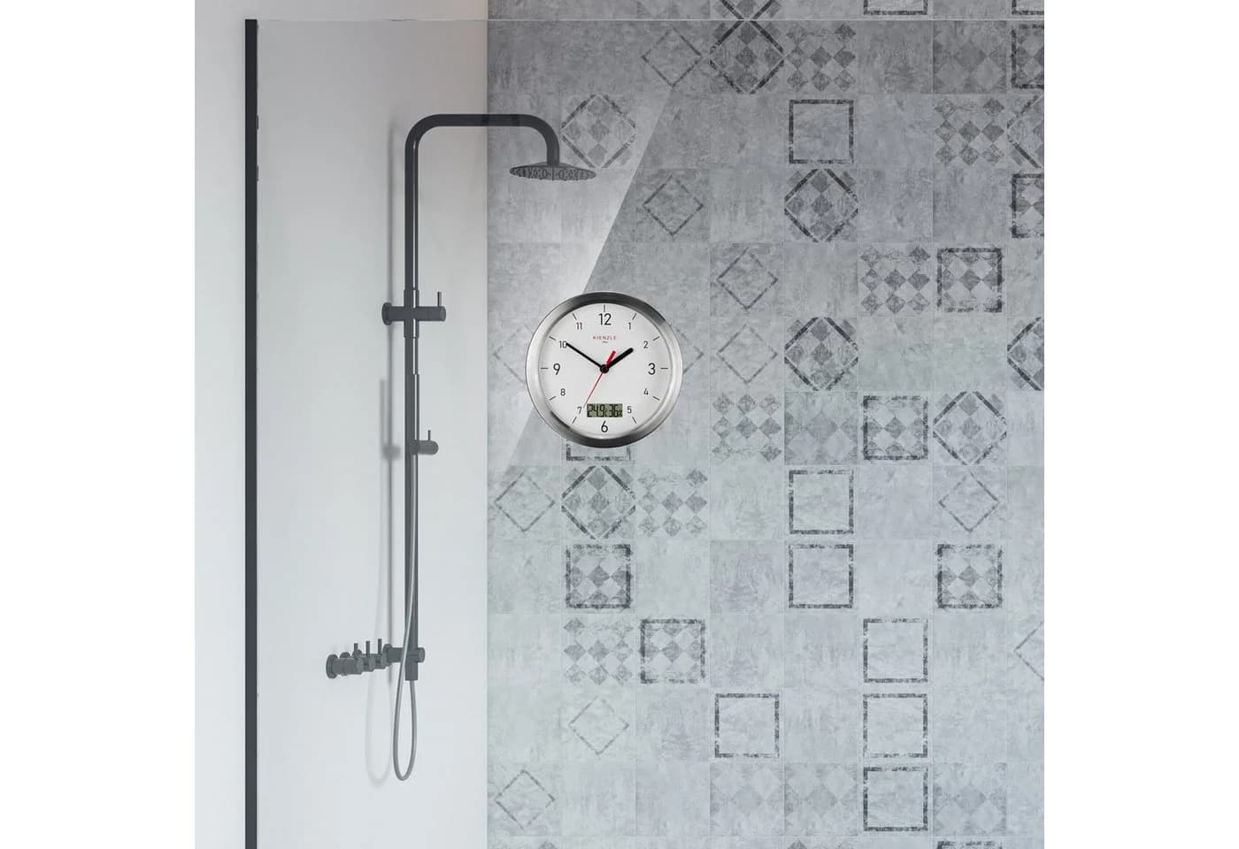 Kienzle DCF-Badezimmeruhr Silber mit Thermo-Hygrometer