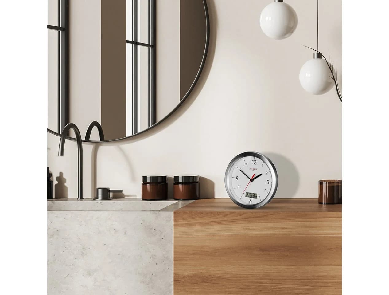 Kienzle DCF-Badezimmeruhr Silber mit Thermo-Hygrometer - Bild 3