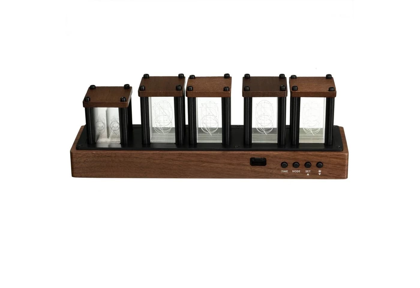 Kienzle LED-Schreibtischuhr RGB Retro Holz Braun - Bild 5