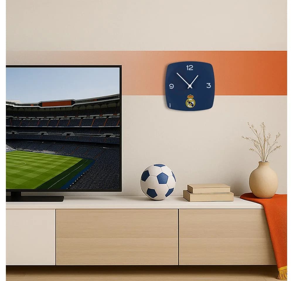 Real Madrid Wanduhr Modern RMCF Blau/Weiß