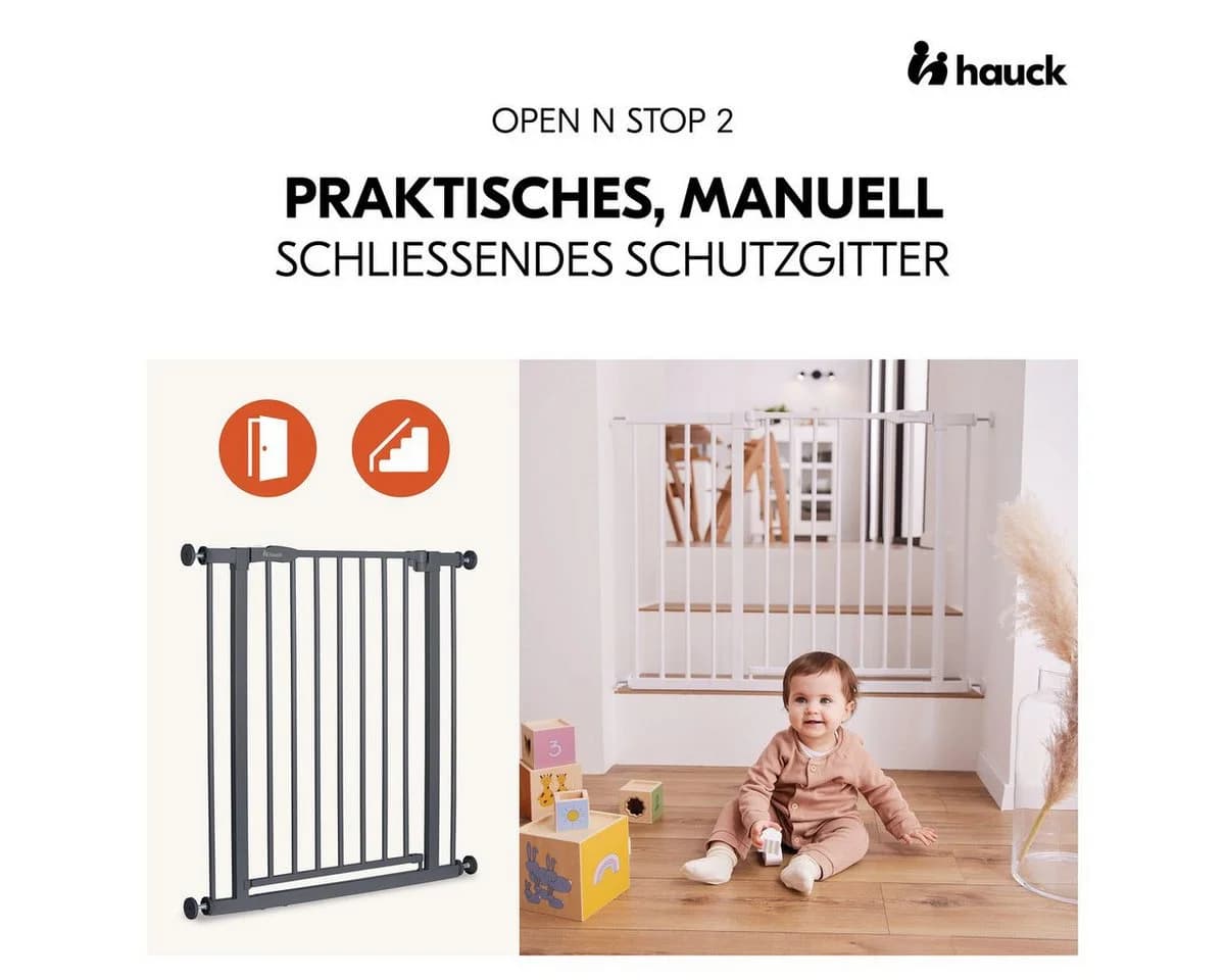 HAUCK Türschutzgitter Open N Stop 2 Dunkelgrau erweiterbar
