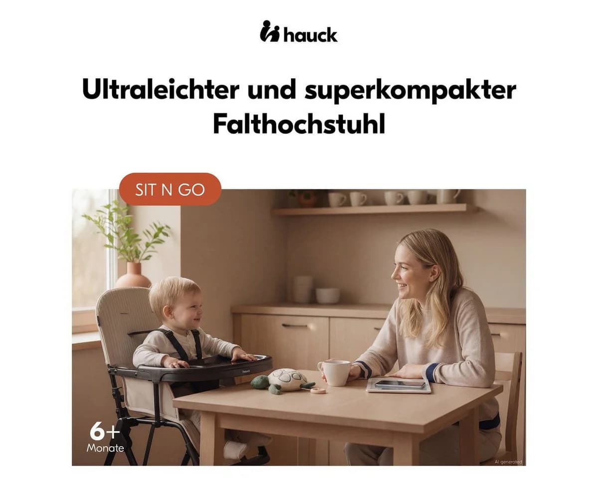 Hauck Sit N Go Hochstuhl Schwarz Faltbar