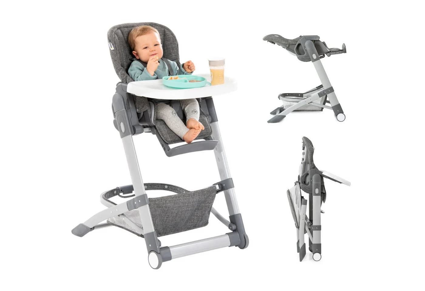 Hauck Hochstuhl Grow Up Melange Grey - Höhenverstellbarer Babystuhl mit Tisch - Bild 2