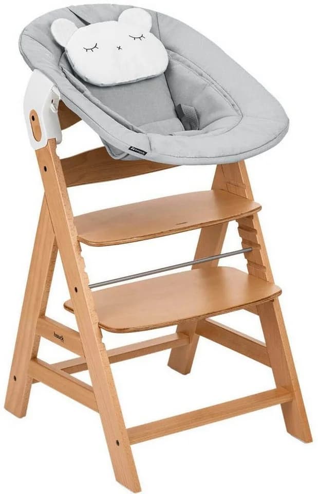Hauck Hochstuhl Alpha Newborn Set Pre mit Aufsatz Grau/Buche - Bild 3