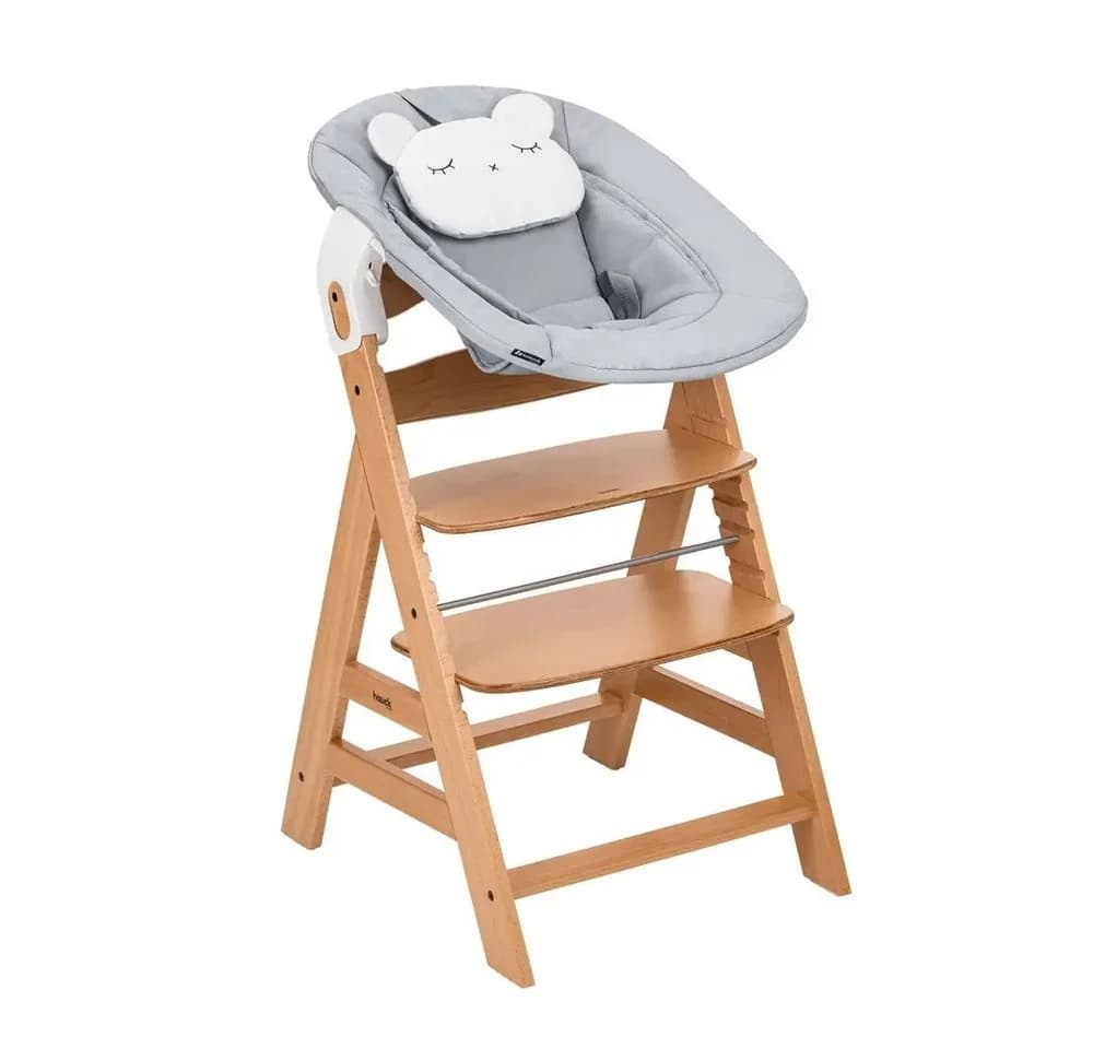 Hauck Hochstuhl Alpha Newborn Set Pre mit Aufsatz Grau/Buche - Bild 4