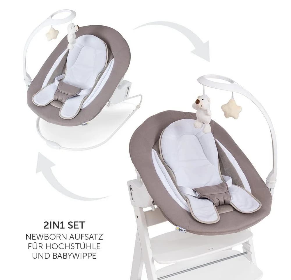 Hauck Hochstuhltablett Bouncer 2in1 Deluxe Sand mit Neugeborenenaufsatz - Bild 4