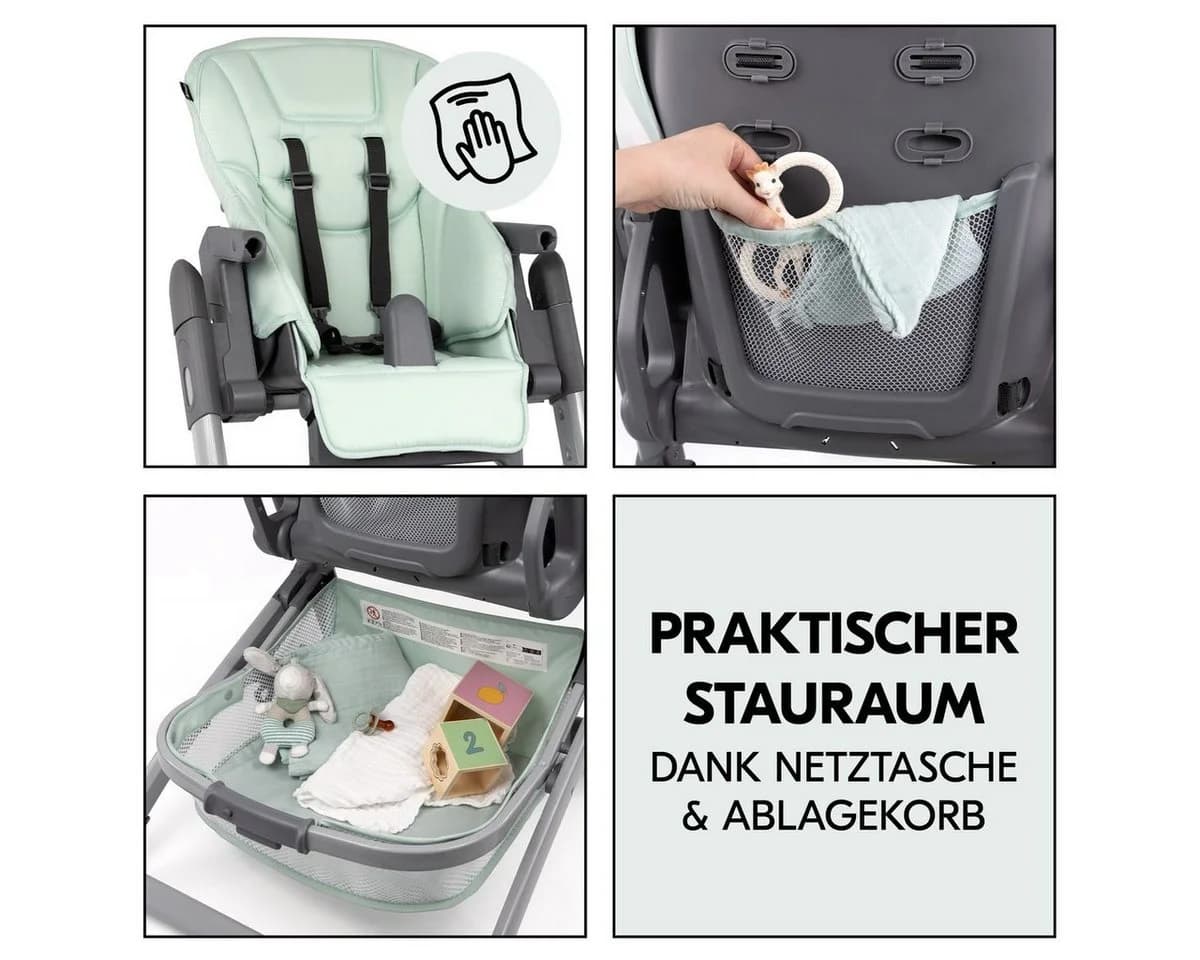 Hauck Hochstuhl Grow Up Mint - Falthochstuhl mit Liegefunktion & Rollen - Bild 3