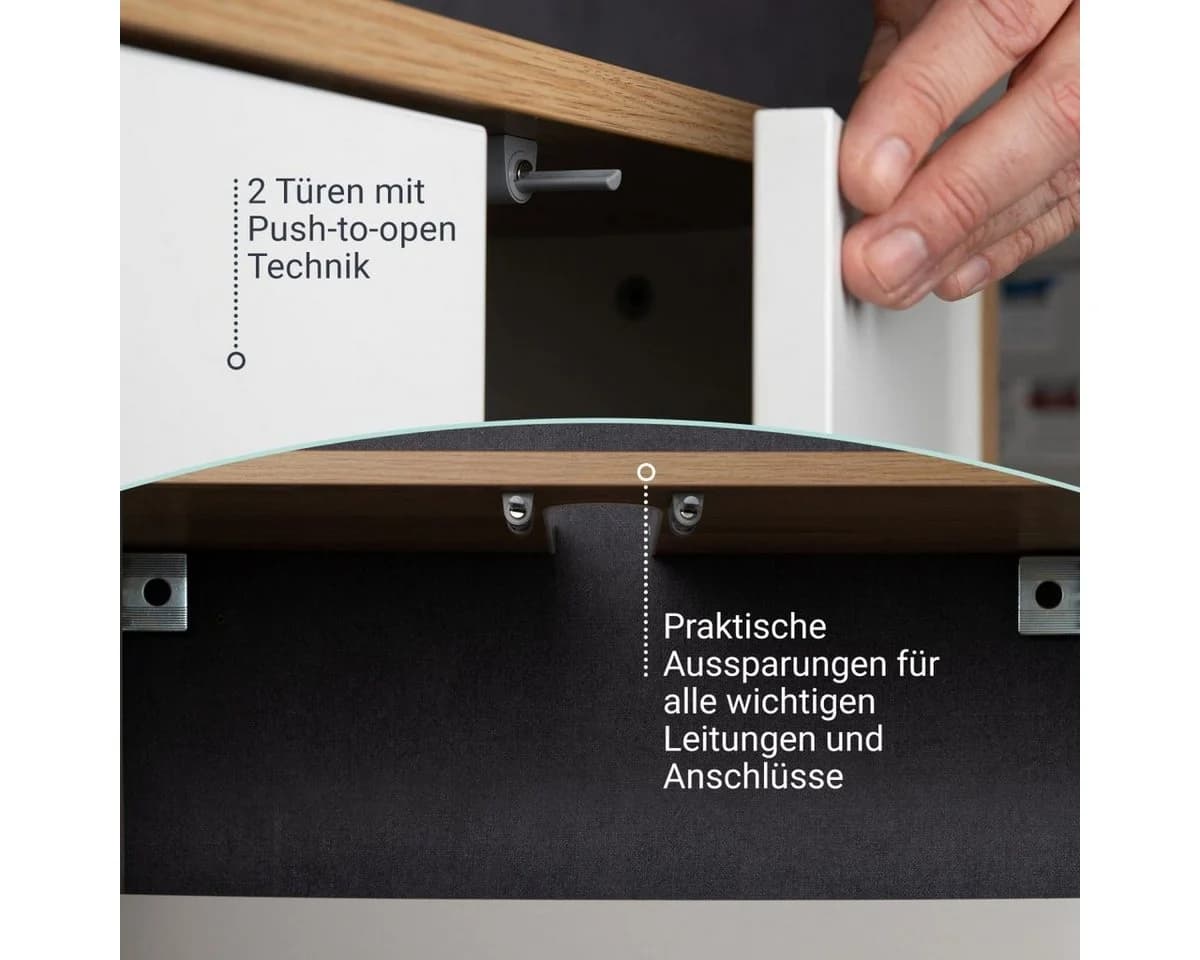 FACKELMANN Badmöbel-Set Finn 60 cm Weiß/Braun mit Füßen - Bild 3