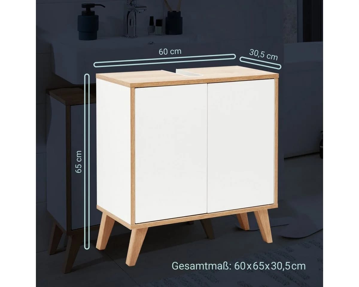 FACKELMANN Badmöbel-Set Finn 60 cm Weiß/Braun mit Füßen - Bild 5