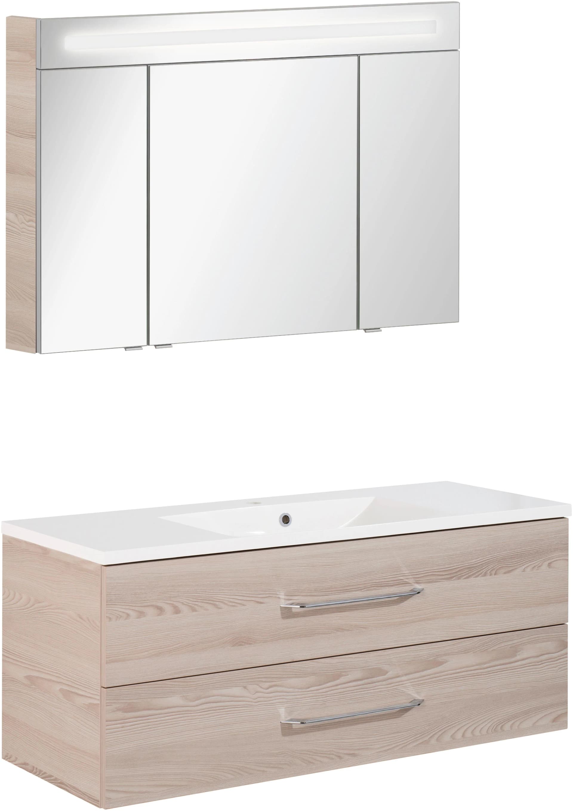 FACKELMANN Waschtisch-Set B.Clever 120cm Alaska Esche mit LED