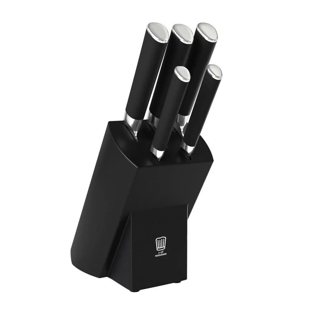Chefkoch+Fackelmann Messerblock Silber Schwarz Kunststoff Metall 6-teilig