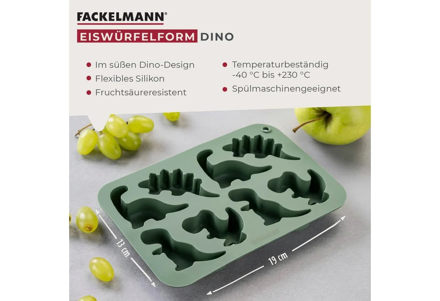 FACKELMANN Eiswürfelform Dino Silikon Dinosaurier