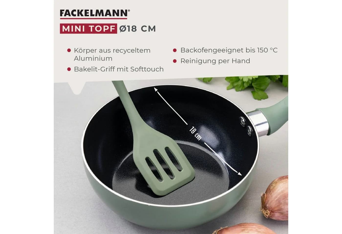 FACKELMANN Mini Wokpfanne Ø18 cm Keramikbeschichtung
