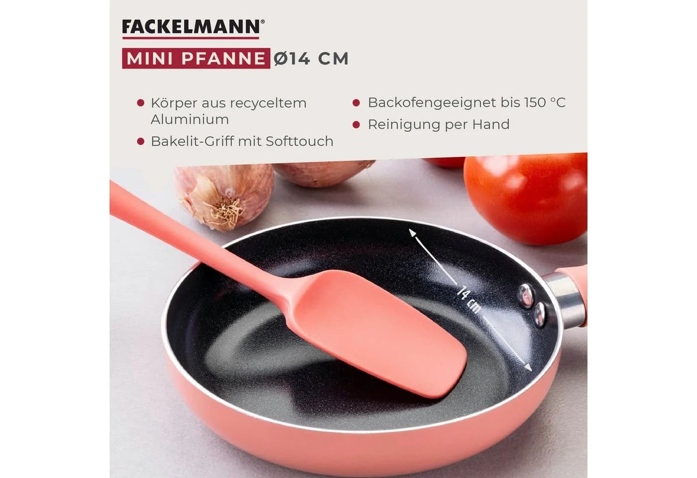 FACKELMANN Mini Pfanne Aluminium Rosa Ø14 cm