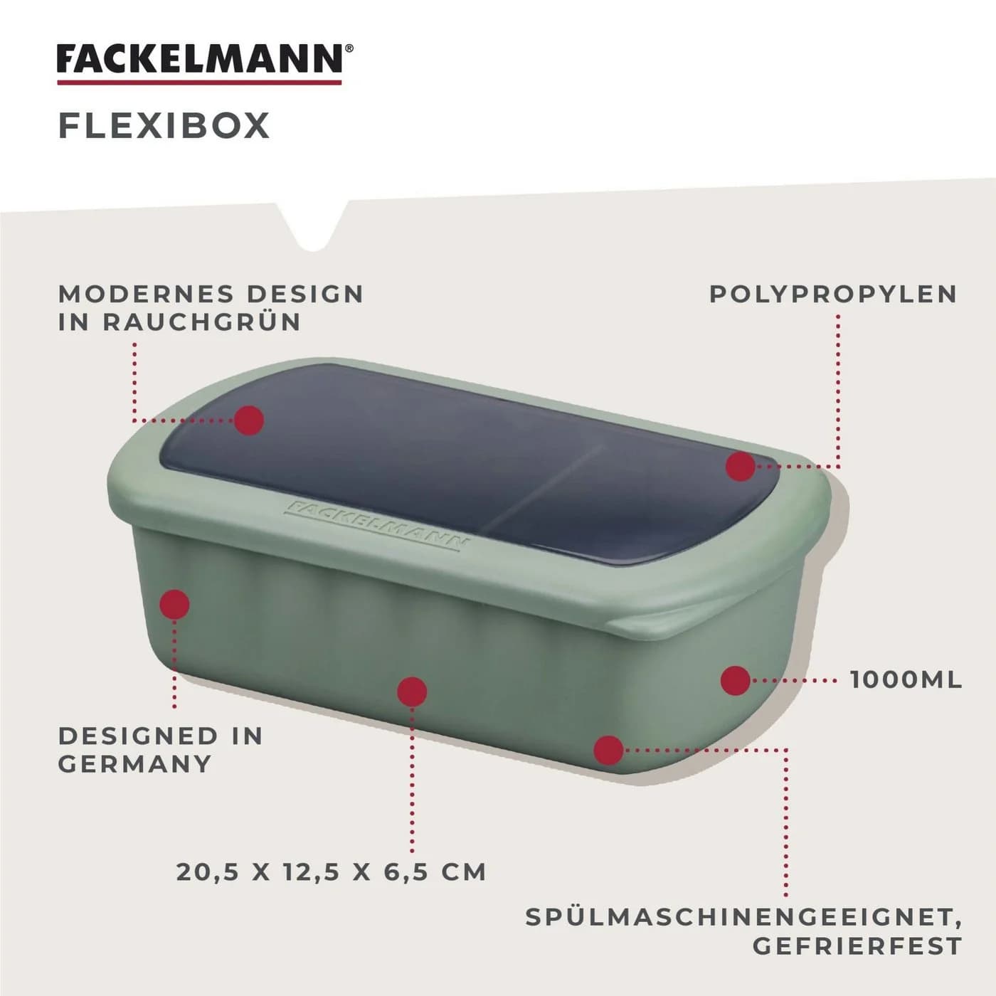 FACKELMANN Flexibox Aufbewahrungsbox 1000ml Grün Mikrowellengeeignet