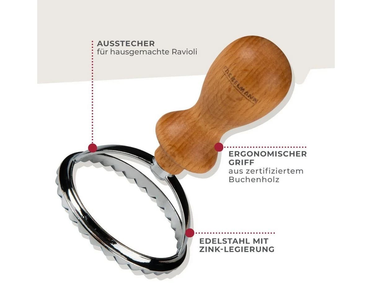 FACKELMANN Ravioliform Ravioli-Ausstecher Edelstahl Buche - Bild 3